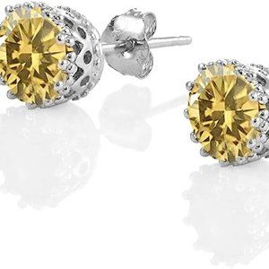 Sterling Silver Genuine, Created or Simulated Birthstone Gemstone Crown Stud